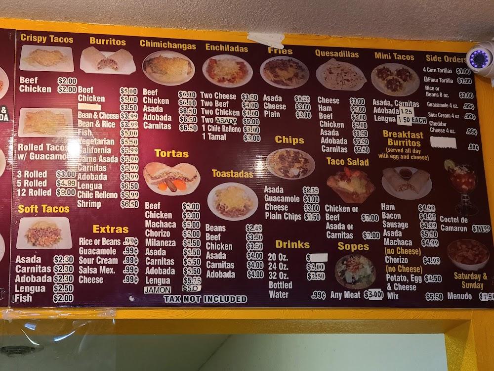 Antonio's Taco Shop - Menu Scan 2