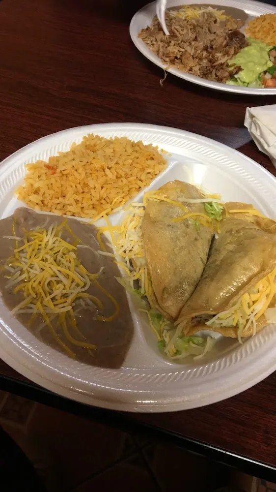 Shredded Beef Tacos with Rice and Beans